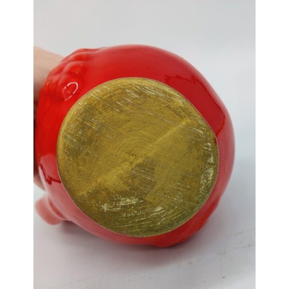 Vintage Mid Century Modern Red Lava Drip Glaze Ewer Milk Water Pitcher Handle - Picture 6 of 11